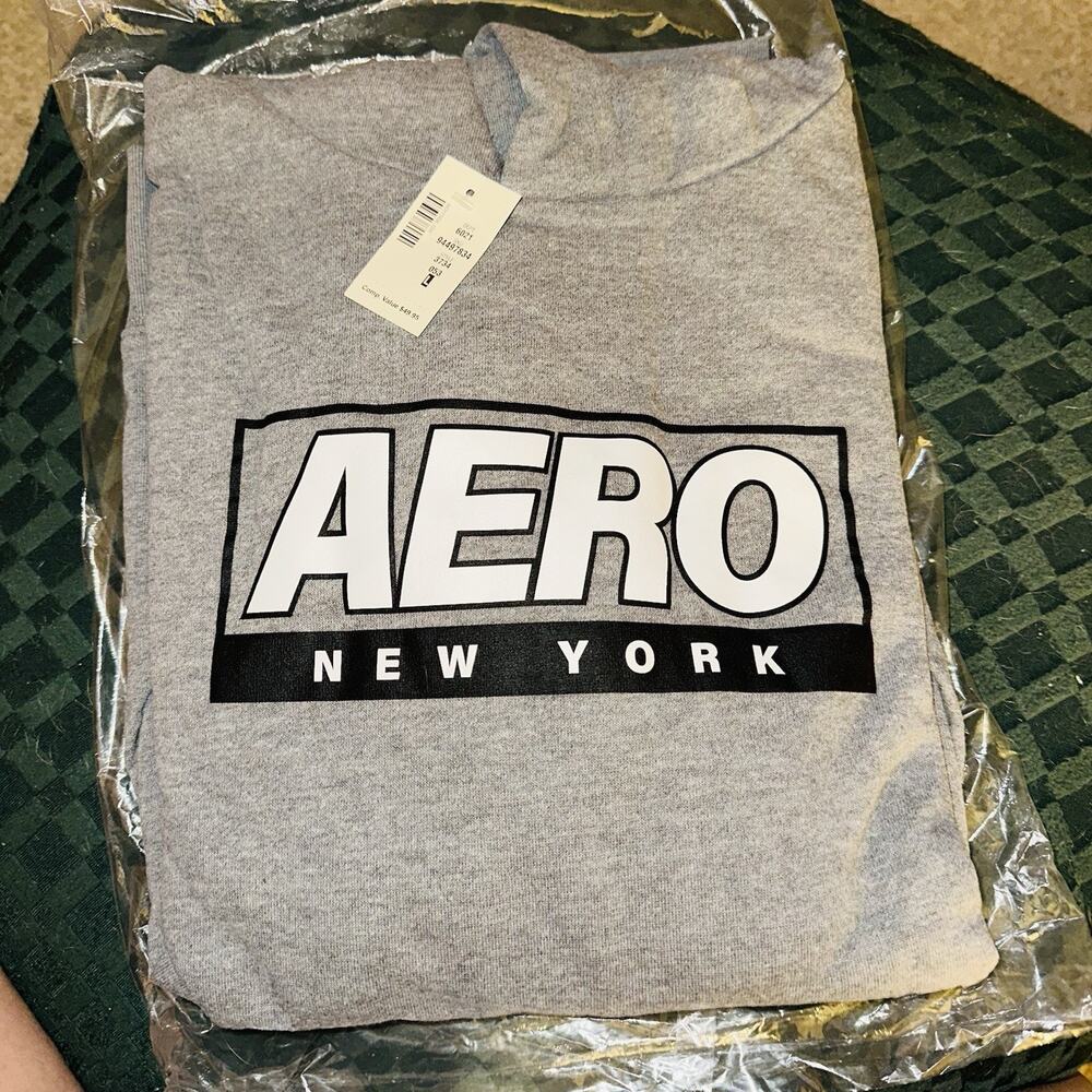 Aeropostale Hoodie Men’s XL Gray Pullover Athletic Fit AERO Logo Fleece NWT